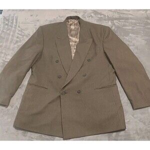 JD Christopher Suit Set Mens 44r 38W Olive Double Brested Wool Blend Houndstooth